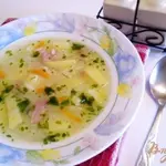 Рисовый суп на копченой ножке