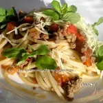 Паста торкио с рагу из ягненка и сладким перцем