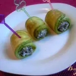 Закусочные роллы из кабачков с грибами