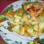 Картошка с горбушей, тушеная в казане