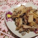 Запеченная картошка с грибами и мясом