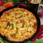 Запеченный омлет с беконом,грибами и сыром