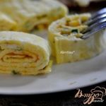 Омлет- рулет с зеленым луком