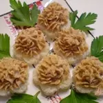 Печеночная закуска на хлебных цветочках