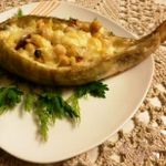 Треска,фаршированная картофелем и нутом