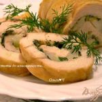Рулет из куриной грудки с грушей и сыром
