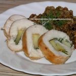Рулет из куриной грудки с яблоком и укропом