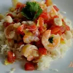 Тушеные морские гребешки с креветками