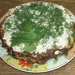 Кабачковый торт с начинкой из крабовых палочек