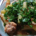 Паста с семгой и помидорами