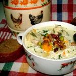 Суп с лисичками и горошком