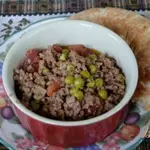 Фарш говяжий с зеленым горошком по -индийски