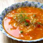 Щи с зеленым горошком и мартини