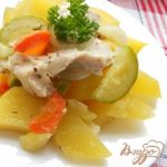 Картофель запеченный в рукаве с куриным филе и овощами