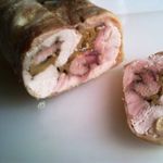 Куриный рулет с грибами и свининой.