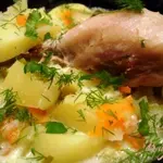 Жаркое с солёными  огурчиками