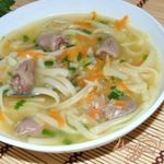 Суп-лапша с куриными сердечками