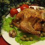 Курочка на соли с чесноком