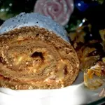Бисквитный рулет с творожным , фруктово-шоколадным кремом