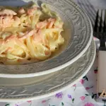 Паста с копчёным лососем в сливочном соусе