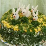 Печёночный торт с грибами