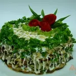 Кабачковый тортик с грибами