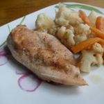 Лимонная курица с жареными овощами