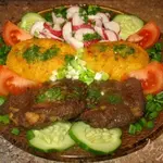 Бифштекс с котлетами из пшёнки.