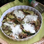 Запеканка из цукини с шампиньонами,  под моцареллой