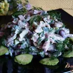 Салат с ветчиной, фасолью и шампиньонами