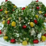 Салат «Ёлочки» с крабовыми палочками и морской капустой!