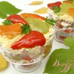 Салат-коктейль Листопад с ветчиной, сыром и сладким перцем:)