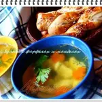 Куриный бульон с фарфелах и манделах