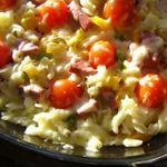 Пирог из пасты с ветчиной и сыром