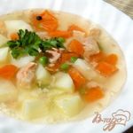 Овощной суп с лососем