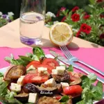 Тёплый салат с баклажанами