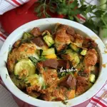Кассероль из кабачков, хлеба и сыра