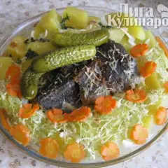 фото рецепта Налим запеченный с картофелем по-крестьянски