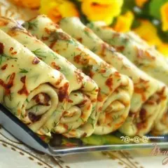 фото рецепта Сырные блины с зеленью