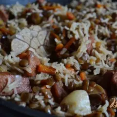 фото рецепта Плов с куриным мясом и чечевицей
