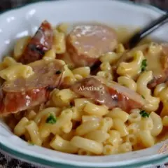 фото рецепта Макароны с сыром и колбасой
