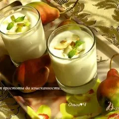 фото рецепта Домашний йогурт с грушей и мятным сиропом