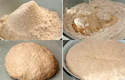 Муку просейте в широкую миску с солью и дрожжами. Теплую воду (170-180) смешайте с маслом и влейте в муку. Замесите тесто и месите его 5-7 минут, пока оно не приобретет эластичность и не будет отлипать от рук и рабочей поверхности. Накройте тесто чистым полотенцем и поставьте его в теплое место для подъема. Примерно через час оно должно увеличиться вдвое.