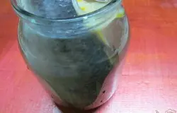 В банку заложить сельдь, а потом залить рассолом, стараясь, что бы в банку попали все специи.