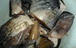 Рыбу порезать кусочками, посолить, добавить уксус 9% и перемешать. Дать постоять минут 5-10.