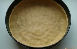 Достать тесто,смазать маслом форму и присыпать мукой,тесто раскатать сделав бортики.
