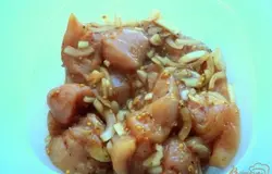 Хорошо перемешать, выложить мясо в судок, накрыть крышкой и поставить в холодильник мариноваться минимум на 1 час, но лучше на 2-3 часа.