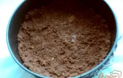 Дно формы Ф-20см  застелить бумагой для выпечки, смазать маслом. Выложить крошку из печенья и хорошо уплотнить ложкой. Поставить в духовку под гриль на 5минут