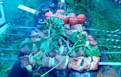 переворачиваем не снимая листву с мяса.