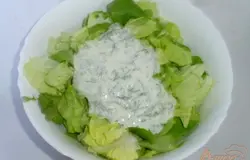 Заправка. Йогурт смешать с мелкопорезанным укропом, посолить по вкусу.
